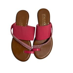 ITALIAN SHOEMAKERS Women's Toe Band Slide Pink‎ Sandals Made In Italy Size 8